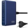 Feob 430W Caricatore USB Multiplo,8 Port GaN Ⅳ 100W PD Caricabatterie Multipla PPS QC Alimentatore USB C Stazione di Ricarica Multipresa per MacBook Air/Pro Laptop iPhone iPad Samsung SteamDeck-Blu