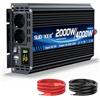 SUDOKEJI Inverter 12V 230V 2000W/4000W convertitore di tensione sinusoidale modificata con 2 prese AC e porta USB e Type-C per auto camper veicoli