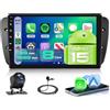 Hodozzy 【8 Core 6+128G】Per Seat Ibiza 6j 2009-2013 Autoradio con CarPlay Wireless Android Auto, Schermo IPS da 9 Pollici con Radio FM/RDS, GPS, Bluetooth 5.0, Telecamera Posteriore per Seat Ibiza
