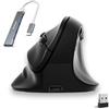 Wowssyo Mouse verticale ergonomico con display, 3 modalità [Bluetooth 5.3, 2.4G, cablato], mouse wireless ricaricabile, 800/1200/1600/2400/4800 DPI, PC/Mac - Nero