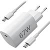 Ruilezyo 67 W USB C GaN Caricabatterie Alimentatore di rete per Xiaomi 15T 15 Pro 14T 14 13 12 13 Lite 12 Lite, Fast Charge per Xiaomi Redmi Note 14 13 12 Poco F5 Pro F5 F4 Poco X7 X6 con cavo 6A