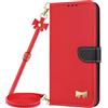 Belzsxy Cover per Motorola Edge 60 Fusion/edge 60 con Cordino,ustodia con Laccio Collana Tracolla Collo Liquido Case,Custodia in PU Pelle Portafoglio Flip Schede con Slot per Carte,Rosso