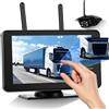 NHOPEEW Sistema di telecamera di retromarcia wireless con monitor, rilevamento angolo cieco BSD, registrazione loop DVR, zoom manuale, visione notturna IP69 per camper, roulotte e camion