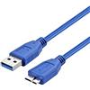 ULTRICS Cavo Micro B a USB 3.0 A 5Gbps 1M, Cavo per Disco Rigido Esterno Portatile Compatibile con Western Digital, Toshiba, Canvio, Seagate, My Passport, Hard Disk, Trasferimento dati alta velocità