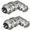 RUNCCI-YUN 2 pezzi GX16 2Pin Aviation Connettore,saldatura, 16 mm Metallo Pannello Montaggio Maschio Femmina Connettore (GX16 2Pin gomito 90 gradi)