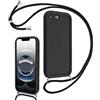 Coalbooliy Cover per iPhone 17e/iPhone 16e 6,1 con Cordino per Cellulare, Custodia Silicone con Regolabile Collana Sottile Morbida Case Protezione della fotocamera Antiurto con Necklace, Nero