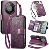 Fertuo Cover per Honor Magic 8 Lite 5G, Fiori Custodia a Libro Portafoglio Antiurto in Pelle PU Flip Case Interna Silicone con Porta Carte, Supporto, Chiusura Magnetica e Cinturino, Viola