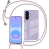 Tikgue Cover per Samsung Galaxy A57 5G, Custodia con Cordino Silicone Glitter Brillantini Trasparente Morbida Cover con Collana Sottile Protettiva Bumper Antiurto TPU Case - Oro rosa