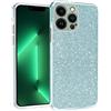 N NEWTOP 3in1 Cover Compatibile APPLE IPHONE 13 PRO, Custodia Case GLITTER Brillantini Paper Interno Bling TPU + PC Flessibile Morbida Case Posteriore Lucida Protezione Fotocamera (Azzurro)