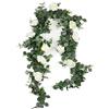 Famibay Ghirlanda Artificiale di Eucalipto con Rose Bianche Verde Foglie Eucalipto Finte Ghirlanda Matrimonio Casa Decorazioni