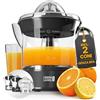 LEBENLANG Spremiagrumi elettrico - 2 Coni e senza BPA I Alta resa di succo I 700ml Spremi agrumi elettronico I Spremitore arance automatico Spremuta arancia I Sprema arancie piccolo silenzioso nero