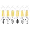 HUAMu Dimmerabile Lampadine LED E14 6W, Equivalenti a 60W Incandescenza, 6500K Bianco Freddo, 600lm, AC220-240V, C35 Led Lampada vetro trasparente Lampadine di ricambio, Confezione da 6