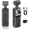 BAKENLON Fotocamera per il corpo ultra trasparente, 4K Bodycam Mini con scheda di memoria da 128 G, fotocamera girevole a 180° e clip, display a colori da 1,3 pollici, notturna, fotocamera tascabile