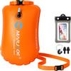 LXUBDXY 2 in 1 Boa Nuoto e Sacca Impermeabile, 20L Boa Nuoto Acque Libere, Boa Gonfiabile con Custodia Impermeabile per Cellulare, Clip per Naso e Tappi per Orecchie, per Kayak, Triathlon, Surf e Snorkeling