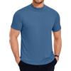 COOFANDY Maglietta Uomo a Maniche Corte Collo Alto T Shirt Estiva Sottogiacca Tinta Unita Maglia Basic Top Blu Scuro S