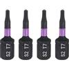 QUARKZMAN 4Pz T7 Inserti per Avvitatore Torx 1/4 Gambo Esagonale 25mm/1 Lunghezza Punte per Cacciavite Magnetico 6 Punte Esagonali a Stella in Acciaio S2 Trapano Elettrico di Qualità