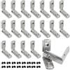 APOMOONS 16 Pezzi Connettori Angolari in Profilo di Alluminio per Profilo di Alluminio 20x20,Angolo Interno con Scanalatura a T 2020 con 32viti,Scanalatura A T 90°in Lega di Zinco per Profilo Serie 20