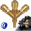 Tiugbjkgk Collettore Aria da 1/4, Raccordi Aria Compressa, Raccordi Compressore Arias a 3 Vie, Collettore in ottone a 3 vie, Attacco rapido con filettatura maschio NW 7,2 da 1/4 a Y manuale