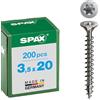 Spax, Viti con T-Star plus a testa svasata, filettatura totale A2, 3,5 x 20 mm, 200 pz.