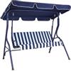 BAKAJI Dondolo da Giardino 3 Posti Altalena per Esterno Acciaio + Tettuccio BLU Bianco
