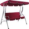 BAKAJI Dondolo da Giardino 3 Posti Altalena Esterno Acciaio + Tettuccio Rosso Bordeaux