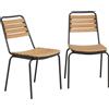 Outsunny Set 2 Sedie da Giardino Resistenti alle Intemperie in Acciaio e Legno, Sedia Impilabile con Schienale fino a 160kg, Legno Naturale | Aosom Italy