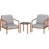 Outsunny Set di 3 Pezzi Salotto da Giardino, 2 Poltrone e 1 Tavolino, con Cuscini Spessi e Piano in Vetro Temperato, 63x77x76 cm, Rosso Vinaccia | Aosom Italy
