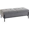 HOMCOM Panca Contenitore in Lino, Panca da Letto con 2 Scomparti, Coperchi Ribaltabili e Imbottitura Extra Spessa, 117x50x44 cm, Grigio | Aosom Italy