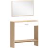 HOMCOM Consolle con Specchio, Consolle Stretta con Cassetto e Ripiano, Stile Moderno, 91,5x27,9x85,5 cm, Rovere | Aosom Italy