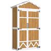 Outsunny Casetta da Giardino in Legno, Armadio per Attrezzi con 4 Ripiani e Tetto in Metallo Zincato, 105x55x179 cm, Color Naturale | Aosom Italy