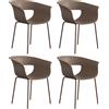 Outsunny Set di 4 Sedie da Giardino Ergonomiche per Balcone con Design Traforato e Braccioli, Resistenti alle Intemperie, Caffè | Aosom Italy