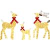 Outsunny Set di 3 Pezzi Decorazione Natalizia Impermeabile, Famiglia di Renne con Illuminazione LED e Fiocco Rosso, in Acciaio e Poliestere, Giallo | Aosom Italy