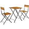 Outsunny Set 3 Pezzi da Pranzo per 2 Persone, Tavolo Pieghevole con 2 Sedie Pieghevoli, per Terrazza e Balcone, Teak | Aosom Italy