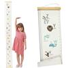 Surplex Righello di misurazione da appendere per bambini, per misurare l'altezza del bambino, da appendere alla parete, in tela di legno, rimovibile
