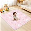 alldomess Tappetino per Giochi Bambino 127 * 127cm, Tappeto Attività Morbido con Imbottitura Spessa per Tempo a Pancia in Giù, Base Antiscivolo Sicura per Gattonamento, Nuvole rosa