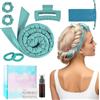BUTBU Bigodino per Boccoli, Bigodina Fascia Capelli, Fascia Bigodino Kit Fai da Te, Senza Calore, Con Fermagliper Capelli, Morbido, per Salon Barber, Capelli Medi Lunghi- Blu