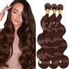 Tuheerst Human Hair Bundles Double Drown Extensions Echthaar #4 Chocolate Brown Body Wave Hair Extensions Unprocessed Brazilian Virgin Remy Extension 50g/Bundle Total 150g 14 16 18 Inch