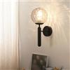 DELIPOP Lampada da parete Moderno, E27 Vintage Applique da Parete Interno con Sfera di Vetro, Nero Lampada a Muro per Camera da letto, Soggiorno, Corridoio