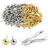 PanBeiQi 200 spille assortite, mini fermacampioni in metallo per lavori artigianali, testa rotonda in ottone oro/argento, per scrapbooking, carta, fai da te, arti e mestieri, timbratura di cartoline