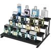 Lifewit Porta Profumi in Legno, Espositore Profumi con Supporto in Metallo, Espositori a Scaletta per Bagno, Camera, Salotto, Nero, 4 Livelli, 2 Confezione, 35 cm