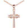 MicLee Collana con ciondolo da donna, ragazza, collana in argento 925, collana a croce e simbolo di infinito elegante, zircone intarsiato, ciondolo croce unico, argento, oro rosa, oro, Argento