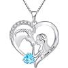 YL Collana di Cavallo in Argento 925 con Marzo Pietra Portafortuna Acquamarina Gioielli Cuore Ciondolo a Forma di Cavallo per Donna Fidanzata