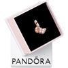 PANDORA Pendente a forma di farfalla Moments, placcato in oro rosa 14 k, con zirconi cubici rosa e trasparenti, plica rosa trasparente smaltata