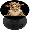 Bookworm Teacher Theme Library Reader Gr Bambino Mucca Libro Aperto Lettura Animale Amante Grafica Vitello Rotondo PopSockets PopGrip Adesivo