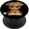 Bookworm Teacher Theme Library Reader Gr Bambino Mucca Libro Aperto Lettura Animale Amante Grafica Vitello Rotondo PopSockets PopGrip Adesivo