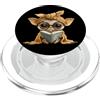 Teacher Student Reader Library Bookworm Ritratto grafico dell'amante dei cani di lettura del piccolo libro del chihuahua del PopSockets PopGrip per MagSafe