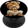 Teacher Student Reader Library Bookworm Orsacchiotto Libro Aperto Lettura Animale Amante Grafico PopSockets PopGrip Adesivo
