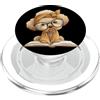 Bookworm Teacher Theme Library Reader Gr Ritratto grafico di Fluffy Puppy, libro aperto, amante del cane PopSockets PopGrip per MagSafe