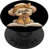 Bookworm Teacher Theme Library Reader Gr Ritratto grafico di Fluffy Puppy, libro aperto, amante del cane PopSockets PopGrip Adesivo