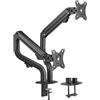 AISENS - DT32TSR-141 - Supporto da tavolo Eco controbilanciato girevole E inclinabile per monitor/TV 8 kg (3 pin, 2 braccia) da 17-32, nero